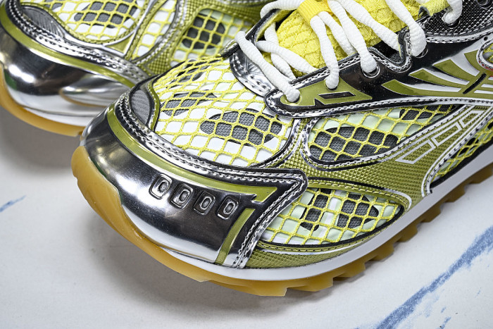 THICK-SOLED BREATHABLE MESH CASUAL SPORTS SHOES YELLOW/SILVER