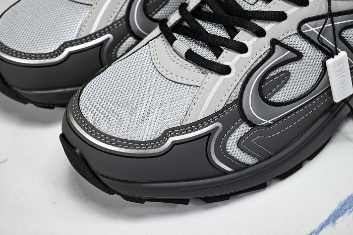 LEATHER MESH SPORTS CASUAL SHOES GREY/WHITE/GREY
