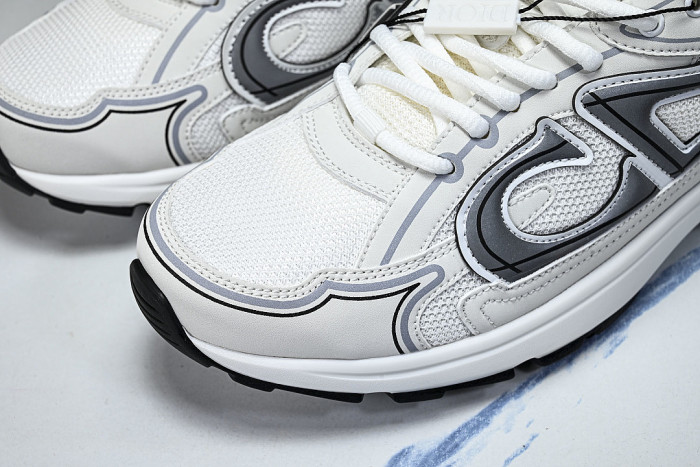 LEATHER MESH SPORTS CASUAL SHOES WHITE/GREY/BLACK