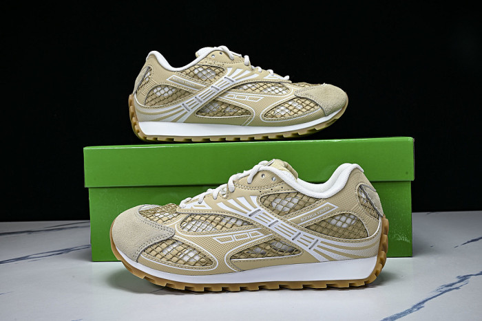 THICK-SOLED BREATHABLE MESH CASUAL SPORTS SHOES YELLOW/WHITE/YELLOW