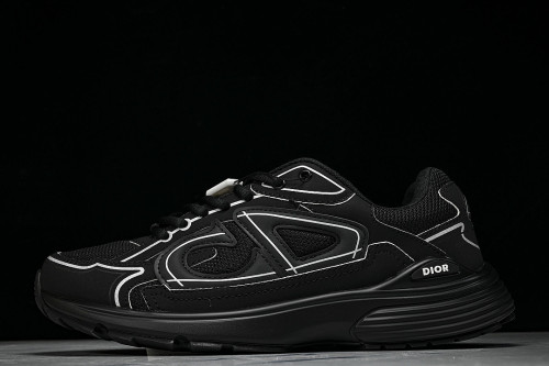 LEATHER MESH SPORTS CASUAL SHOES BLACK/BLACK/BLACK