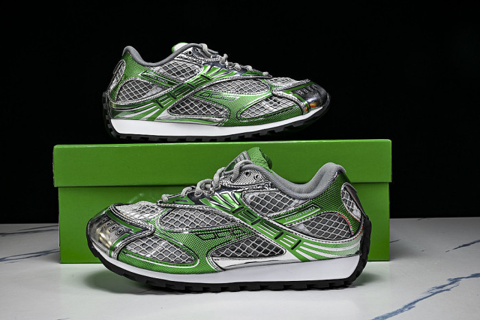 THICK-SOLED BREATHABLE MESH CASUAL SPORTS SHOES GREY/GREEN