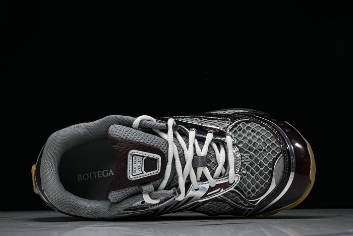 THICK-SOLED BREATHABLE MESH CASUAL SPORTS SHOES GREY/BROWN