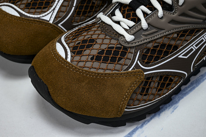 THICK-SOLED BREATHABLE MESH CASUAL SPORTS SHOES BROWN/GREEN