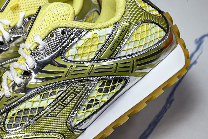 THICK-SOLED BREATHABLE MESH CASUAL SPORTS SHOES YELLOW/SILVER