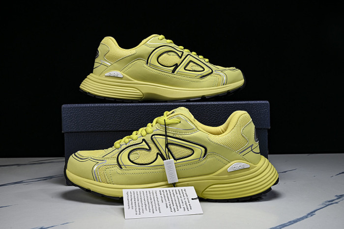 LEATHER MESH SPORTS CASUAL SHOES YELLOW/YELLOW/YELLOW