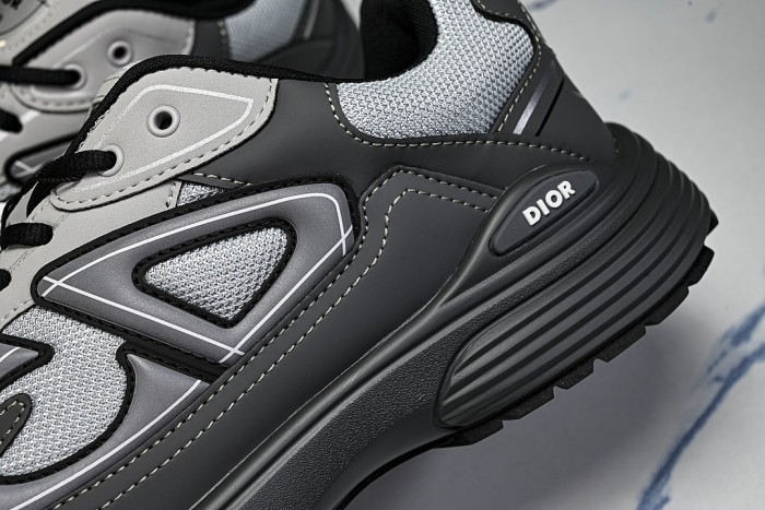 LEATHER MESH SPORTS CASUAL SHOES GREY/WHITE/GREY