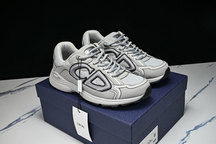 LEATHER MESH SPORTS CASUAL SHOES GREY/GREY/GREY