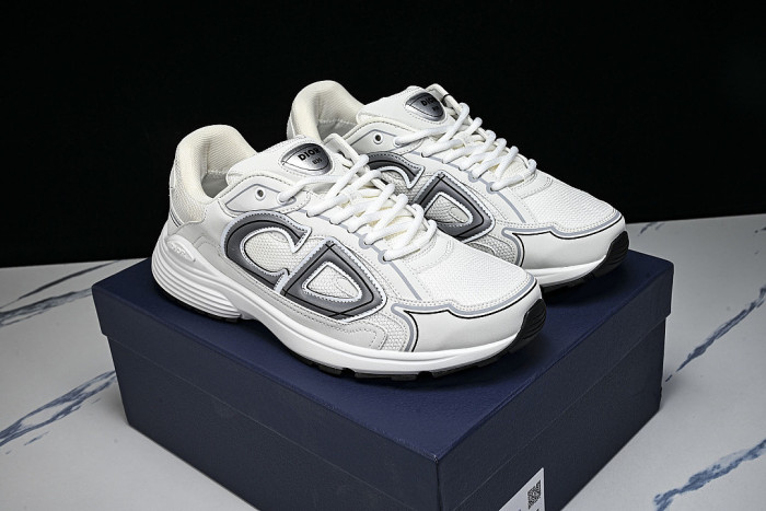 LEATHER MESH SPORTS CASUAL SHOES WHITE/GREY/BLACK
