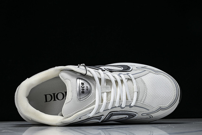 LEATHER MESH SPORTS CASUAL SHOES WHITE/GREY/BLACK