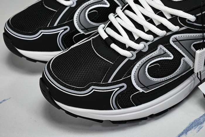 LEATHER MESH SPORTS CASUAL SHOES BLACK/GREY