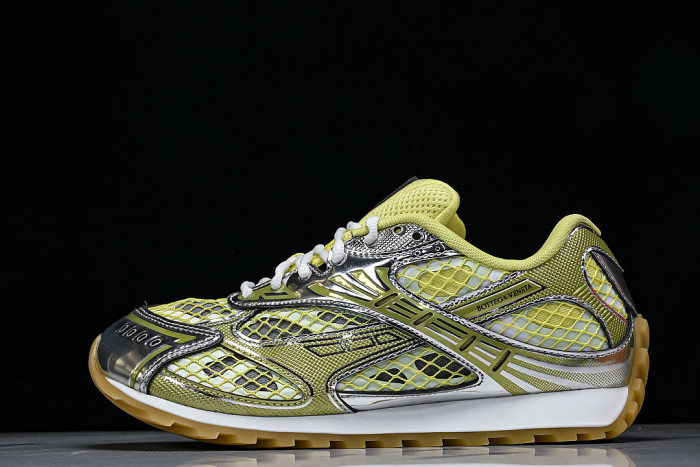 THICK-SOLED BREATHABLE MESH CASUAL SPORTS SHOES YELLOW/SILVER