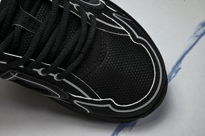 LEATHER MESH SPORTS CASUAL SHOES BLACK/BLACK/BLACK