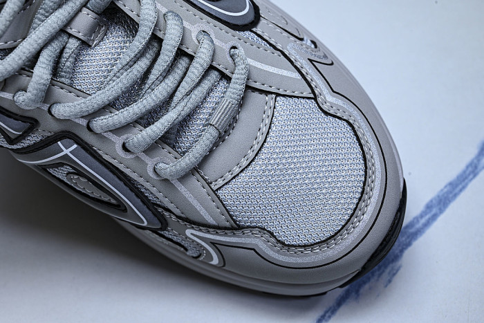 LEATHER MESH SPORTS CASUAL SHOES GREY/GREY/GREY