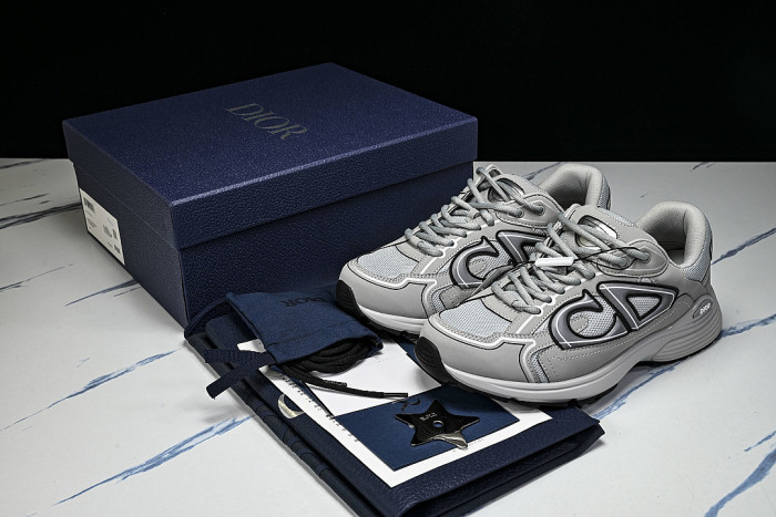 LEATHER MESH SPORTS CASUAL SHOES GREY/GREY/GREY