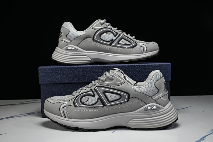 LEATHER MESH SPORTS CASUAL SHOES GREY/GREY/GREY