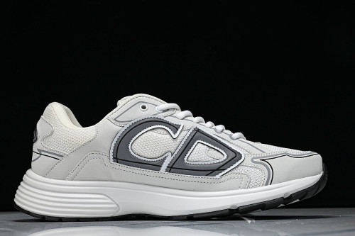LEATHER MESH SPORTS CASUAL SHOES WHITE/GREY/BLACK
