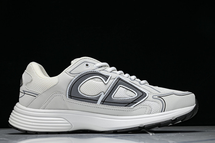 LEATHER MESH SPORTS CASUAL SHOES WHITE/GREY/BLACK
