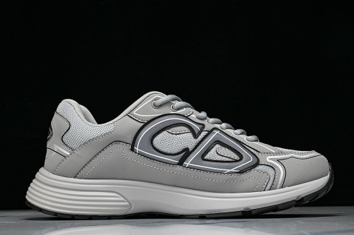 LEATHER MESH SPORTS CASUAL SHOES GREY/GREY/GREY