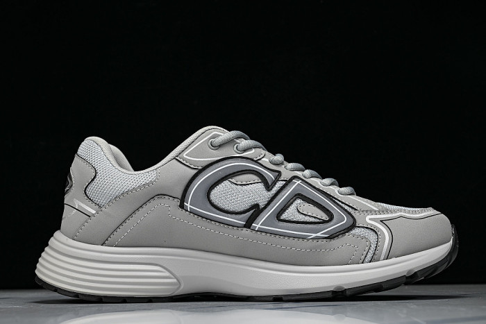 LEATHER MESH SPORTS CASUAL SHOES GREY/GREY/GREY