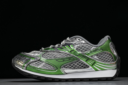 THICK-SOLED BREATHABLE MESH CASUAL SPORTS SHOES GREY/GREEN