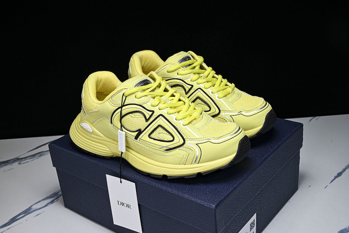 LEATHER MESH SPORTS CASUAL SHOES YELLOW/YELLOW/YELLOW