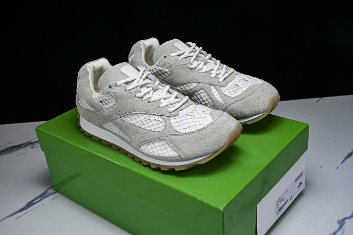 THICK-SOLED BREATHABLE MESH CASUAL SPORTS SHOES GREY/WHITE/GREY