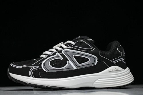 LEATHER MESH SPORTS CASUAL SHOES BLACK/GREY