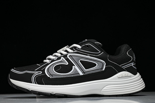 LEATHER MESH SPORTS CASUAL SHOES BLACK/GREY