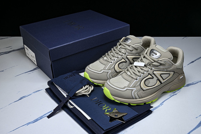 LEATHER MESH SPORTS CASUAL SHOES BEIGE/BEIGE/BEIGE
