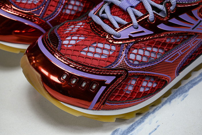 THICK-SOLED BREATHABLE MESH CASUAL SPORTS SHOES RED/PURPLE