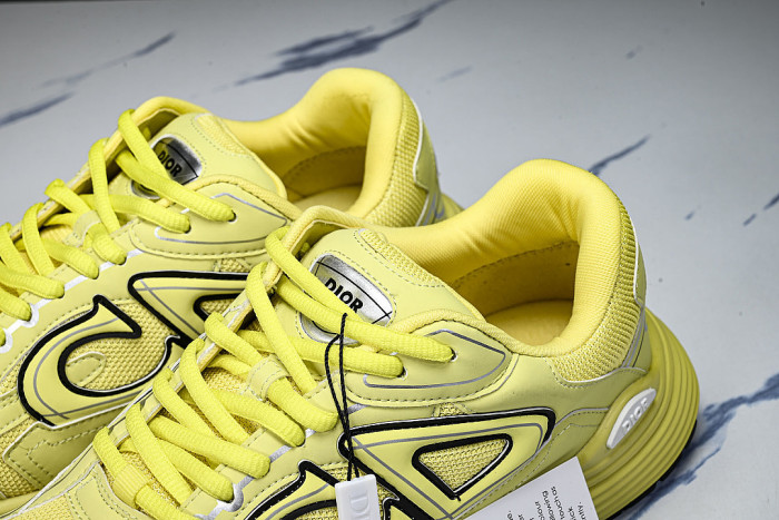 LEATHER MESH SPORTS CASUAL SHOES YELLOW/YELLOW/YELLOW