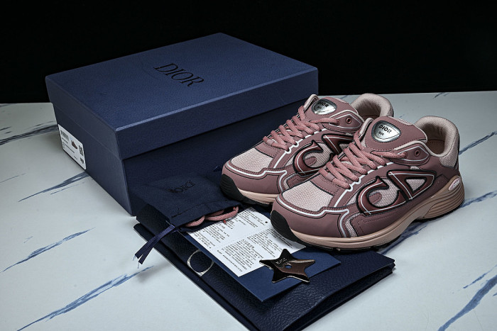 LEATHER MESH SPORTS CASUAL SHOES PINK/PINK/PINK