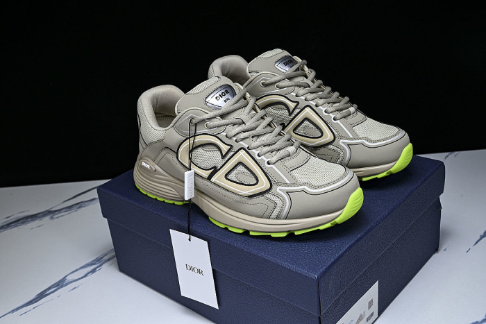 LEATHER MESH SPORTS CASUAL SHOES BEIGE/BEIGE/BEIGE