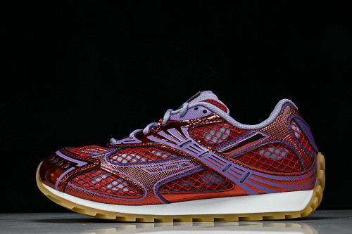 THICK-SOLED BREATHABLE MESH CASUAL SPORTS SHOES RED/PURPLE