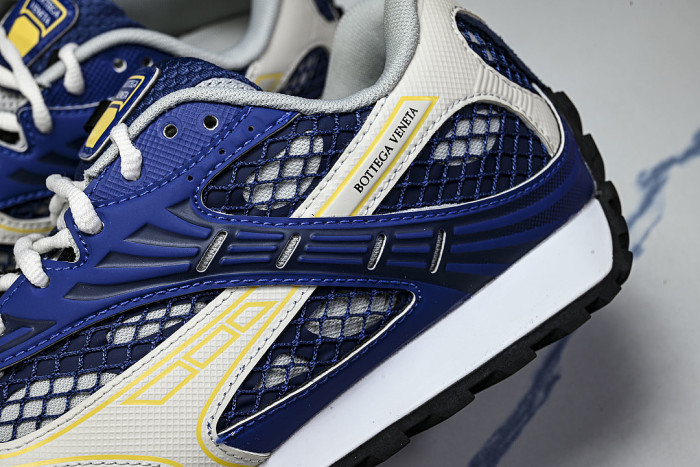 THICK-SOLED BREATHABLE MESH CASUAL SPORTS SHOES BLUE/WHITE/YELLOW