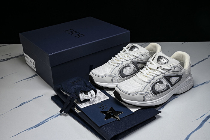 LEATHER MESH SPORTS CASUAL SHOES WHITE/GREY/BLACK