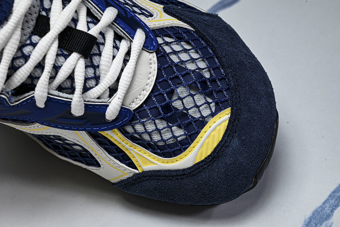 THICK-SOLED BREATHABLE MESH CASUAL SPORTS SHOES BLUE/WHITE/YELLOW