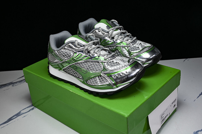 THICK-SOLED BREATHABLE MESH CASUAL SPORTS SHOES GREY/GREEN