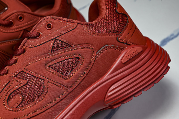 LEATHER MESH SPORTS CASUAL SHOES RED/RED/RED