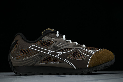 THICK-SOLED BREATHABLE MESH CASUAL SPORTS SHOES BROWN/GREEN