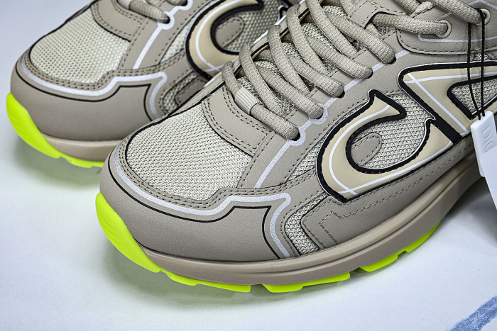 LEATHER MESH SPORTS CASUAL SHOES BEIGE/BEIGE/BEIGE