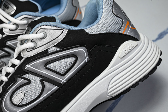 LEATHER MESH SPORTS CASUAL SHOES GREY/BLACK/ORANGE/BLUE