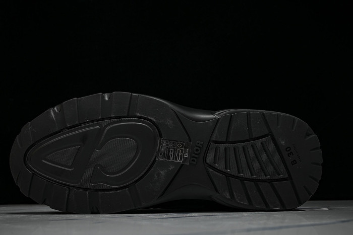 LEATHER MESH SPORTS CASUAL SHOES BLACK/BLACK/BLACK