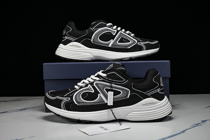LEATHER MESH SPORTS CASUAL SHOES BLACK/GREY