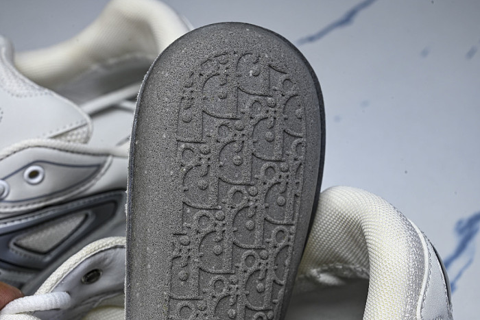 LEATHER MESH SPORTS CASUAL SHOES WHITE/GREY/BLACK