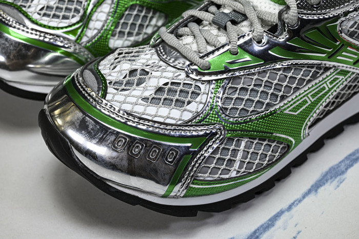THICK-SOLED BREATHABLE MESH CASUAL SPORTS SHOES GREY/GREEN