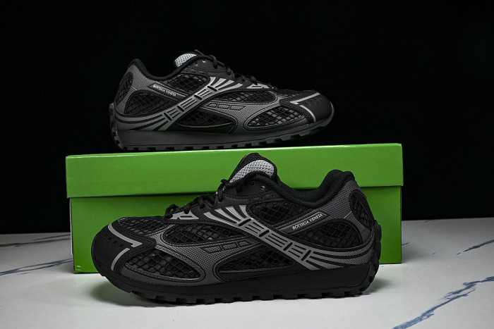THICK-SOLED BREATHABLE MESH CASUAL SPORTS SHOES BLACK/GREY