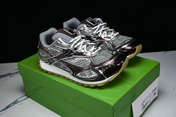 THICK-SOLED BREATHABLE MESH CASUAL SPORTS SHOES GREY/BROWN