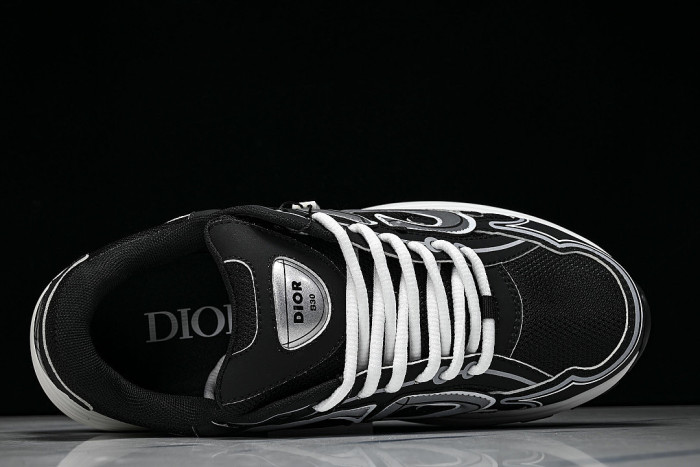 LEATHER MESH SPORTS CASUAL SHOES BLACK/GREY